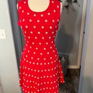 Bcbgmaxazria Jo Redberry polka dot dress L. NWT